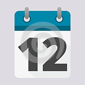 Blue Calendar Vector Icon - number 12