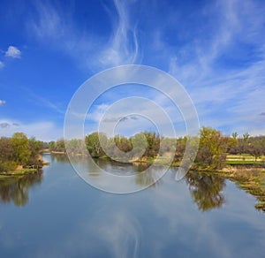 Blue calmness on river