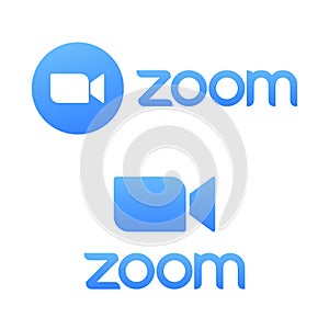 Blue camera icon - Zoom app logo vector - Live media streaming application for the phone, conference video calls with