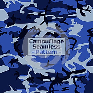 Blue camouflage seamless pattern