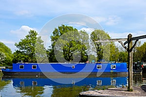 Blue Canal Boat at Lapworth Dock