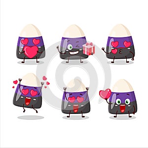 Blue candy corn cartoon character with love cute emoticon