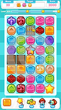 Blue Candy Match Three Game Assets