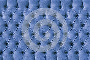 Blue capitone velours textile decoration with buttons