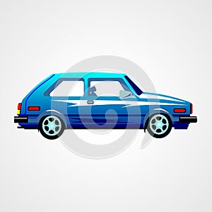 blue car clipart illustration on white background