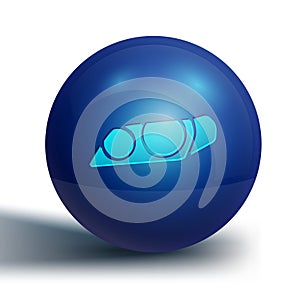 Blue Car headlight icon isolated on white background. Blue circle button. Vector Illustration