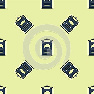 Blue Car inspection icon isolated seamless pattern on yellow background. Car service. Vector