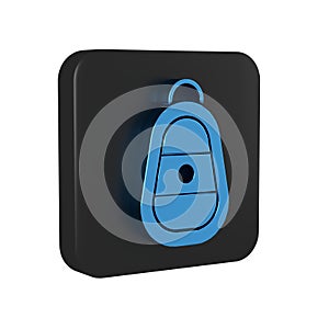 Blue Car key with remote icon isolated on transparent background. Car key and alarm system. Black square button.