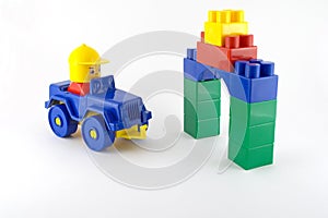 Blue car - mechanical plastic toy