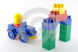 Blue car - mechanical plastic toy