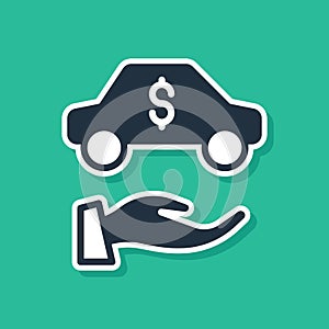 Blue Car rental icon isolated on green background. Rent a car sign. Key with car. Concept for automobile repair service