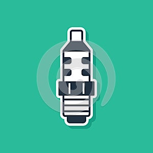 Blue Car spark plug icon isolated on green background. Car electric candle. Vector