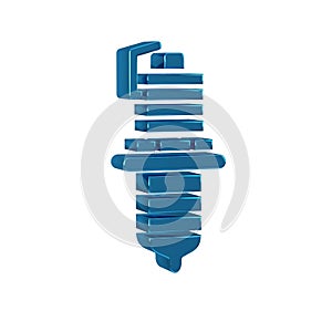 Blue Car spark plug icon isolated on transparent background. Car electric candle.