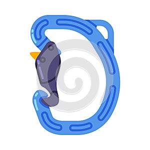 Blue Carabiner or Karabiner as Clip and Shackle Vector Illustration