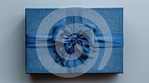 Blue cardboard box with decorative fillers for your product on white photo