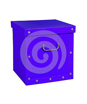 Blue cardboard box, isolated.