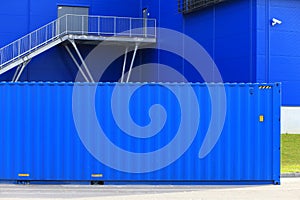 Blue cargo container