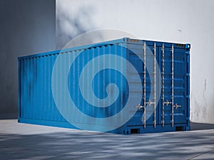 Blue cargo container. 3d rendering