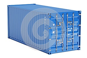 Blue cargo container, 3D rendering