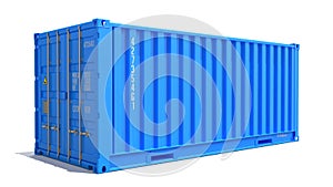 Blue Cargo Container Isolated on White.