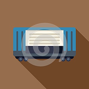 Blue cargo container train waggon delivering goods