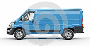 blue cargo van on white background