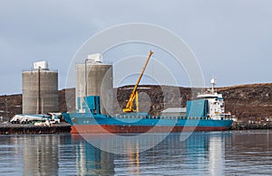 Blue Cargo Vessel