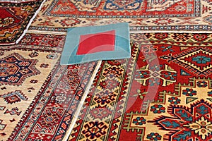 Blue carpet with red frame