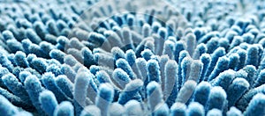 Blue carpet softness texture of doormat, select focus close-up image