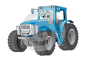 Blue cartoon tractor