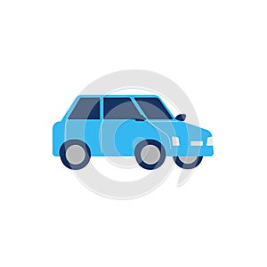 Blue cartoon car, kids toy, cute object for small children to play, entertainment, fun and activity vector illustration