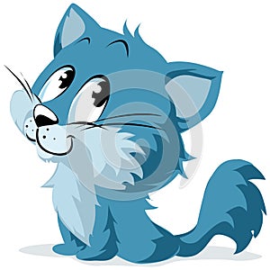 Blue Cartoon Kitten or Cat photo