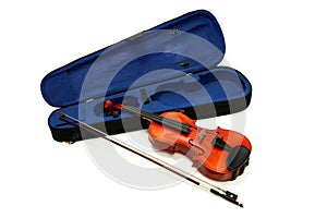 Blue case and violin