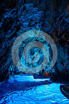 Blue cave on Bisevo island, beautiful place to go, Croatia