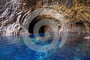 A blue cave in the mediterranean sea