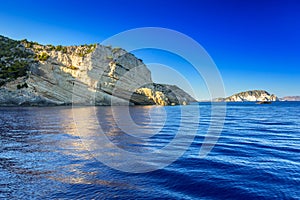 Blue caves at the cliff of Zakynthos island