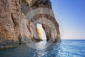 Blue caves at the cliff of Zakynthos island