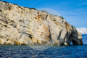 Blue caves at the cliff of Zakynthos island, Greece