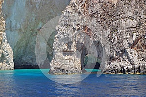 Blue Caves and Ionian Sea - Zakynthos Island, landmark attraction in Greece. Seascape