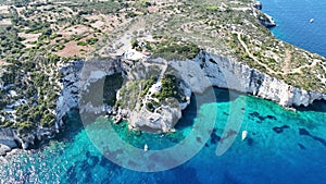 Blue Caves located between Aghios Nikolas and Cape Skinnari.