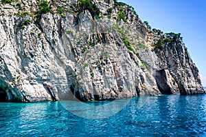 Blue caves on Zakynthos island, Greece