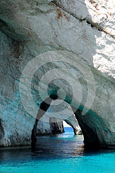 Blue caves on Zakynthos island, Greece.