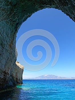 Blue caves on Zakynthos island, Greece.