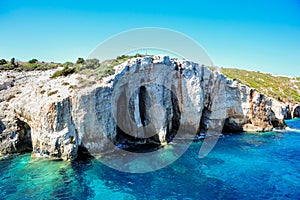 Blue caves on Zakynthos island, Greece