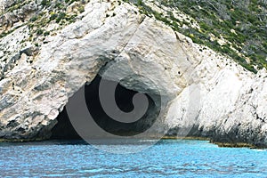 Blue caves on Zakynthos island, Greece, travel concept