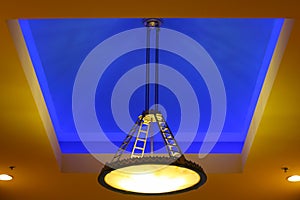 Blue ceiling lighting treatment
