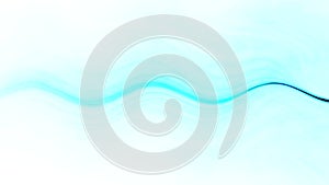 Blue, celadon wavy line of light on a dark background, abstract