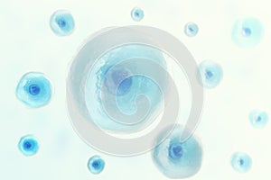 Blue cell human in centre, medicine scientific background. 3d illustration.