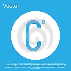 Blue Celsius icon isolated on blue background. White circle button. Vector Illustration