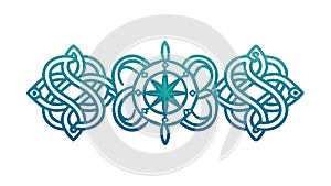 Blue Celtic Knot Interlocking Decorative Element, vector design Generative AI